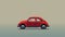 Nostalgic Illustration Of A Red Vw Beetle On Grey Background