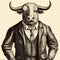 Nostalgic Illustration: The Ultra Detailed Bull In A Suit