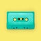 Nostalgic image of a cassette tape, isolated and presented in punchy pastel colors, blank for creative customization