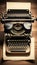 A nostalgic image of an old-fashioned typewriter on a wooden desk with a blank paper, evoking a sense of creativity and history