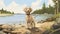 Nostalgic Labrador Retriever Puppy Illustration On Ontario Shores