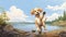 Nostalgic Labrador Retriever Puppy Illustration By The Ontario Shores