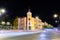 Nostalgic Nights: Retro Courthouse and Blurred Motion in the City of Nis, Serbia