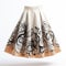 Nostalgic Oversized Skirt With Swirls In Light Beige And Black