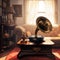 Nostalgic phonograph in a cozy living room