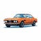 Nostalgic Realism: Iconic Orange Bmw Car Vector Illustration