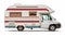 Nostalgic Red And White Camper Rv On White Background