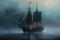 Nostalgic seascape ship oil painting