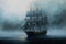 Nostalgic seascape ship oil painting