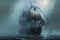 Nostalgic seascape ship oil painting