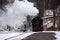 Nostalgic steam train in winter