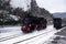 Nostalgic steam train in winter