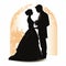 Nostalgic Wedding Planner Vector Silhouette With Arched Doorways