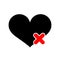 Not allow love here icon. don`t love here symbol