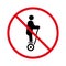 Not Allowed Hoverboard Sign. Electrical Hover Board Restriction Black Silhouette Icon. No Gyro Scooter Red Stop Symbol