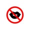 Not allowed kissing in public. Vector illustration of forbidden to kiss icon