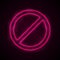 Not allowed sign. Neon glowing graphic design. Vector illustration