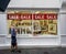 NOT closing down sale sign, following lockdown easing,  in picture shop window in Bath, Somerset, UK