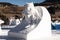 Not for the eternity - a nice sculpture of a skier built of snow