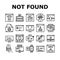 Not Found Web Page Collection Icons Set Vector