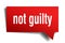 Not guilty red 3d speech bubble