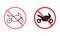 Not Motorcycle Sign. Restricted Motorbike Parking Zone. Bike Or Related Vehicles Can Not Pass Circle Symbol Set