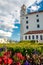 Not ordinary view of Bratislava castle from behind back yard part of castle garden