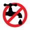 Not to drink water. Red prohibition sign. A water faucet, a glass of water