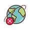 Not travel around world prevent spread of covid19 line and file icon