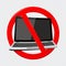 Not use Laptop - prohibition sign isolated on transparent background