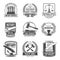 Notary service notarial office vector icons set