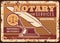 Notary services metal plate rusty, legal lawyer