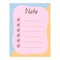 Note list with checkmarks. Template for planners, agenda, schedule, checklists