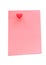 Note paper with heart pushpin