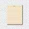 Note paper on transparent background. Lined paper for office text or business messages with date