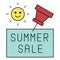 Note with push pin icon, Summer sale related vector
