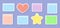 Note sticker colorful shapes star square heart set