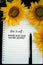 Note to self - Satisfy your soul not the society. Mental health inspirational motivational quote on notebook with sunflowers.
