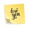 Note yellow sticker heart i love you.