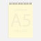 Notebook a5 148x210. Realistic yellow blank notepad paper page template with lines. Mock up cover for business memo diary and
