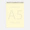 Notebook a5 148x210. Realistic yellow blank notepad paper page template with squared lines. Mock up cover for business memo diary