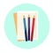 Notebook Colorful Pencil School Workplace Angle View Icon