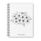 Notebook cover design, black and white, with hand-drawn apple flowers