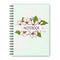 Notebook cover design in pastel shades of pink and green with hand-drawn apple flowers