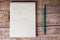 Notebook and green pencil, Aspire to inspire. Motivational phrases and quotations, success in life and business, achievement of