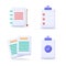 Notebook icon set, vector illustration. Checklist, diary, clipboard with check mark, notepad with pencil, memo, planner.