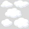 Notebook labels with clouds, white and fluffy. Vector design.