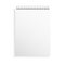 Notebook mockup. White notepad cover with soft shadow. Realistic diary blank. Empty copybook on white background. Simple