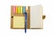 Notebook with notice papers and pen isolated