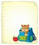 Notebook page with cat in schoolbag
